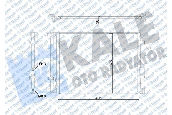 KALE 353185 Klima Radyatoru Hyundai I20 08> 1.4/1.6crdi Kurutucu Ile [Brazing Al/Al] [476x375x16]